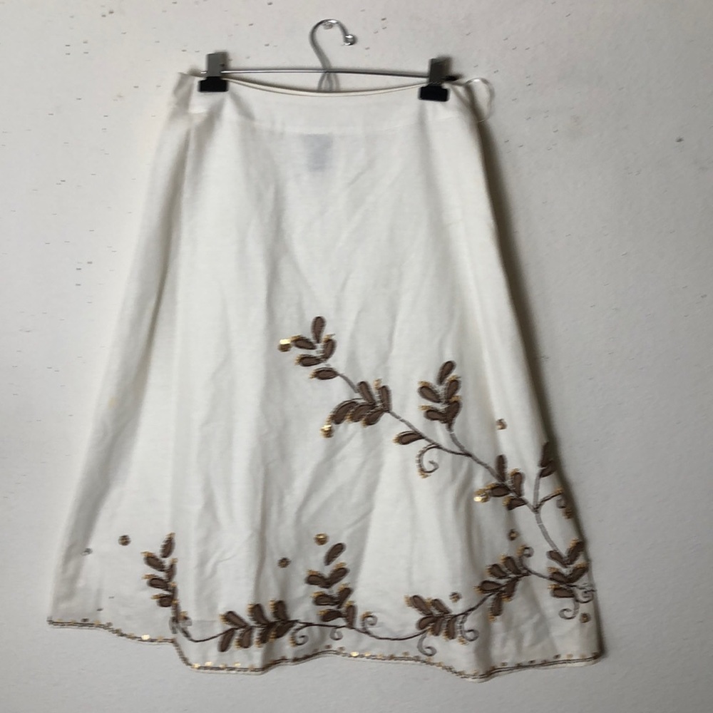 Vintage Saint Tropez Women's Skirt size 8 off white 40% linen